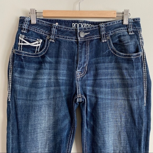ROCK & Roll Cowgirl Mid Rise Bootcut Jeans Sz 30x32 - Picture 4 of 9